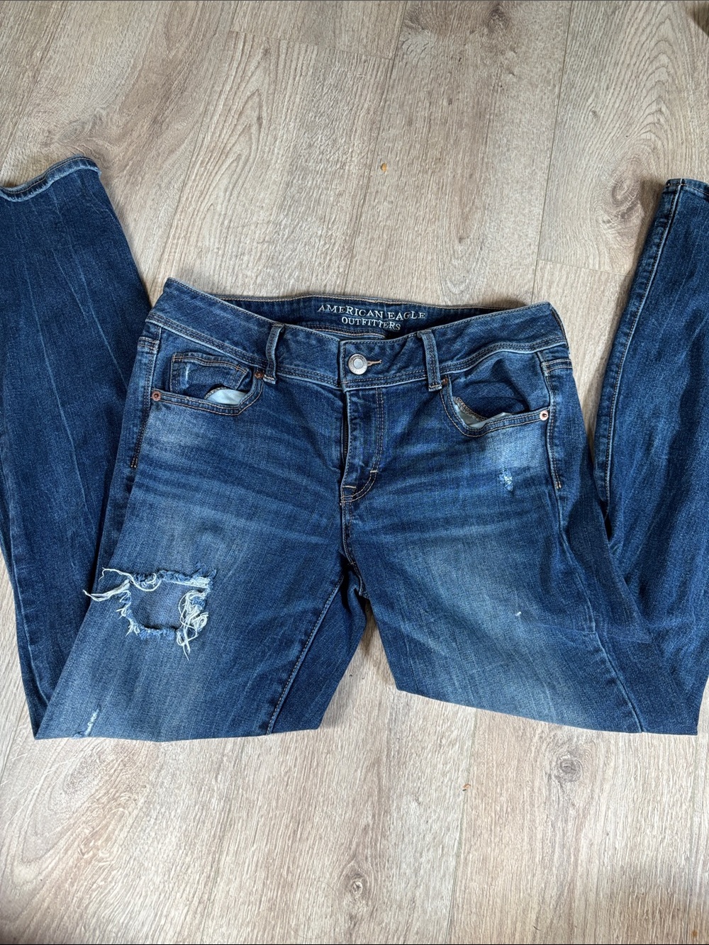 American Eagle Outfitters Dark Blue Distressed Jeans